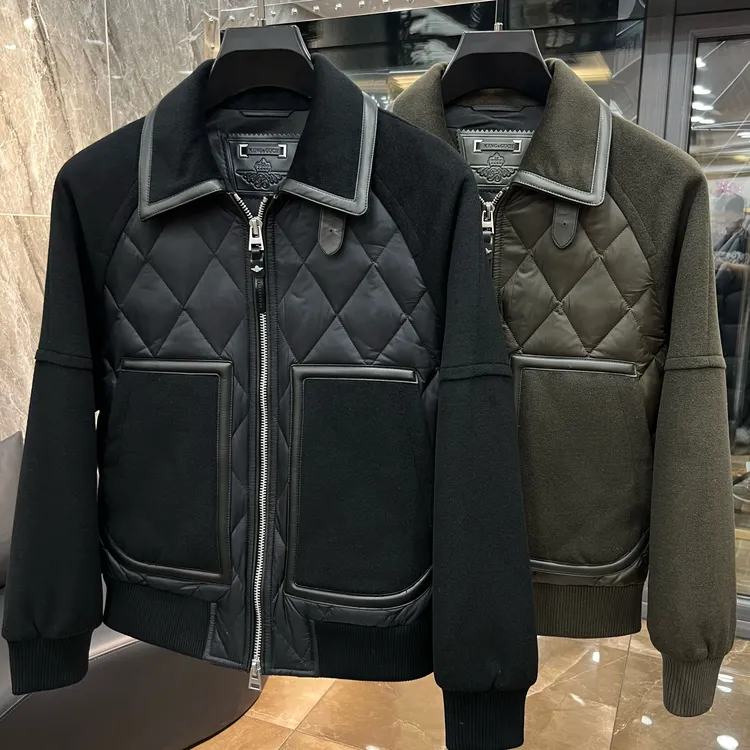 3375冬季新款羊毛拼皮白鹅绒填充羽绒服