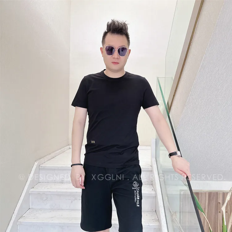 夏季款ICE右下三个小字男士品质高端轻奢洋气上档次潮牌短袖t恤
