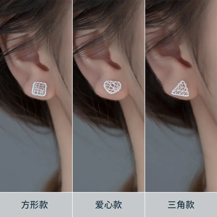 925银耳饰 精致多款几何原创设计女耳饰短发耳饰耳钉小众银色气质