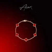 AIAX 925银 镀K金 【夏上新】简约清新经典四叶蛇年手链TSS7297