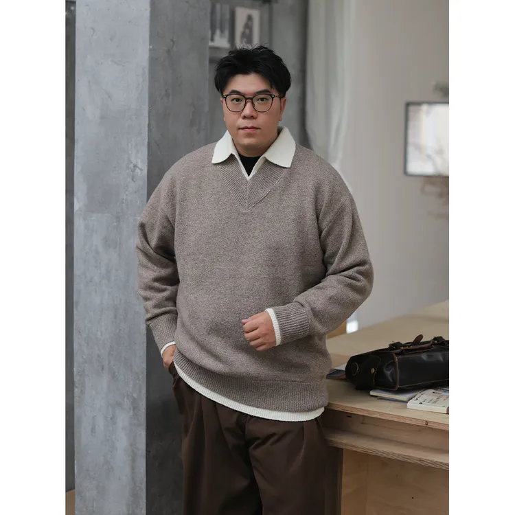 路人社 高级感老钱风毛衣男加厚松弛感秋冬大码男装通勤针织套头