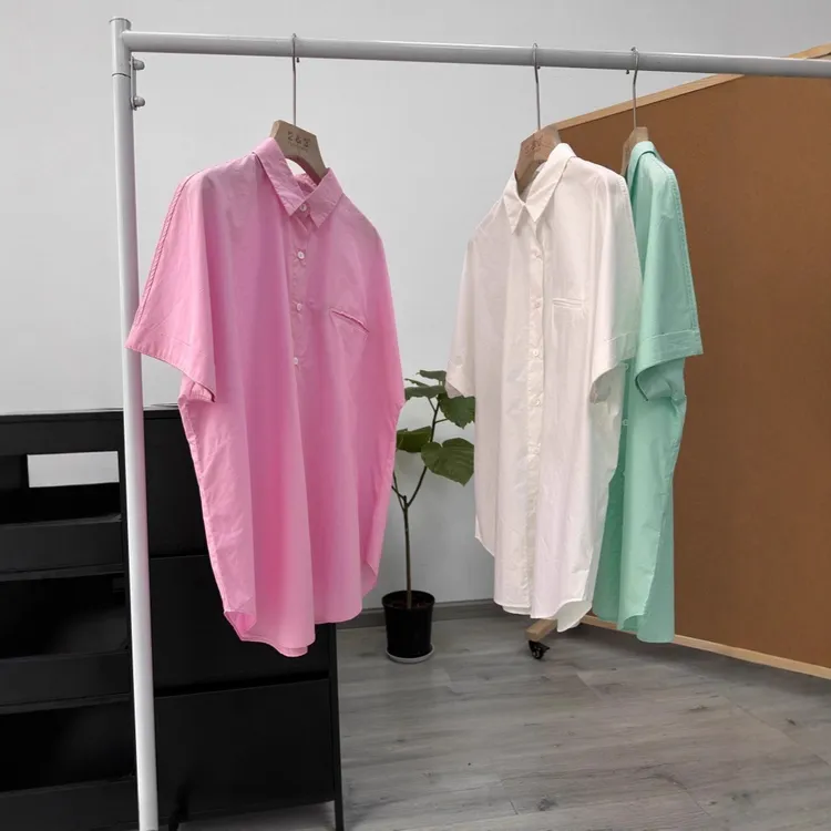 （小G霞姐）短袖衬衣韩版糖果色口袋夏季新款休闲宽松纯色开襟女