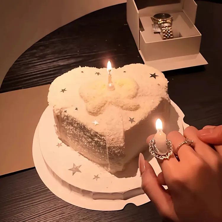 合金戒指 超出片的生日蜡烛戒指椭圆合金戒指底托diy女生拍照道具