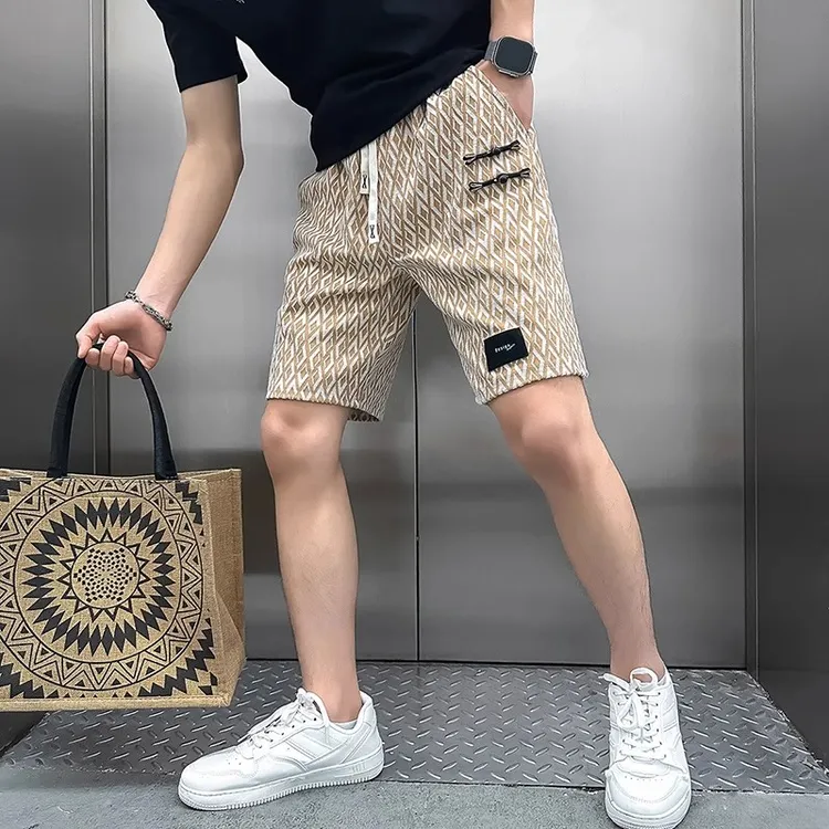 2025新款高级感格子短裤男潮牌休闲痞帅五分男裤男士夏季薄款裤子
