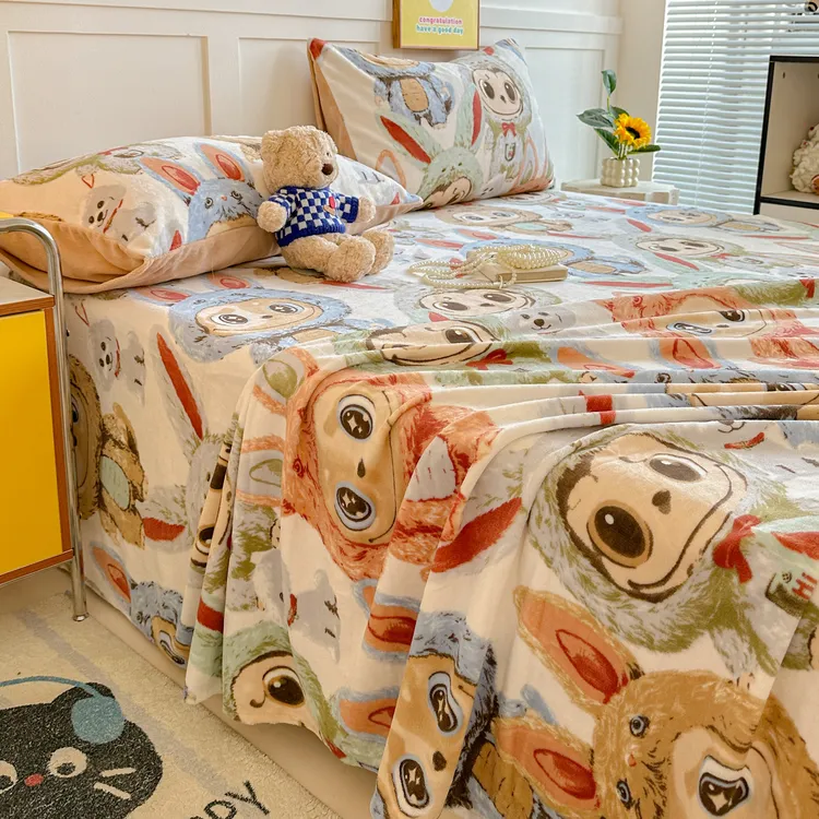 2025秋冬款加厚牛奶绒床单加绒保暖被单家用卧室学生单人小清新