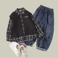 吴小越w1600男童衬衣外套假两件同学痞帅男孩春秋装韩版版型大童