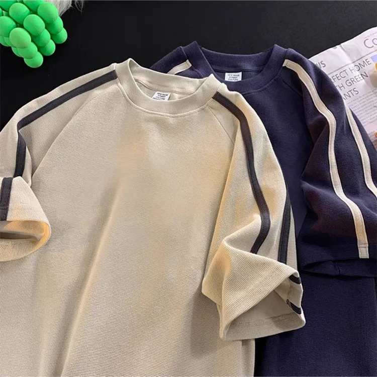 珠地棉插肩袖短袖T恤男夏季美式高街重磅上衣cleanfit宽松半截袖