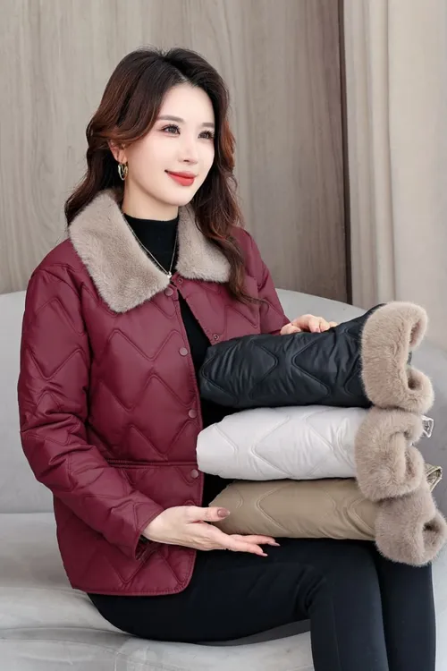 2025棉衣棉服女外套翻领加绒耐磨小个子防水显瘦毛领修身保暖棉袄