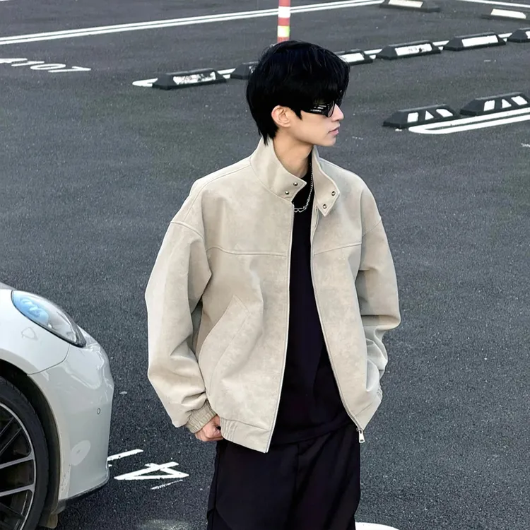 【现货+送运费险】秋冬季pu皮夹克男士立领收口袖短款情侣衣服外套