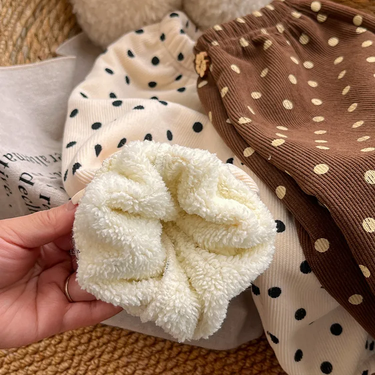 秋冬加绒加厚儿童韩版简约灯芯绒保暖长裤女童冬季束口百搭休闲裤