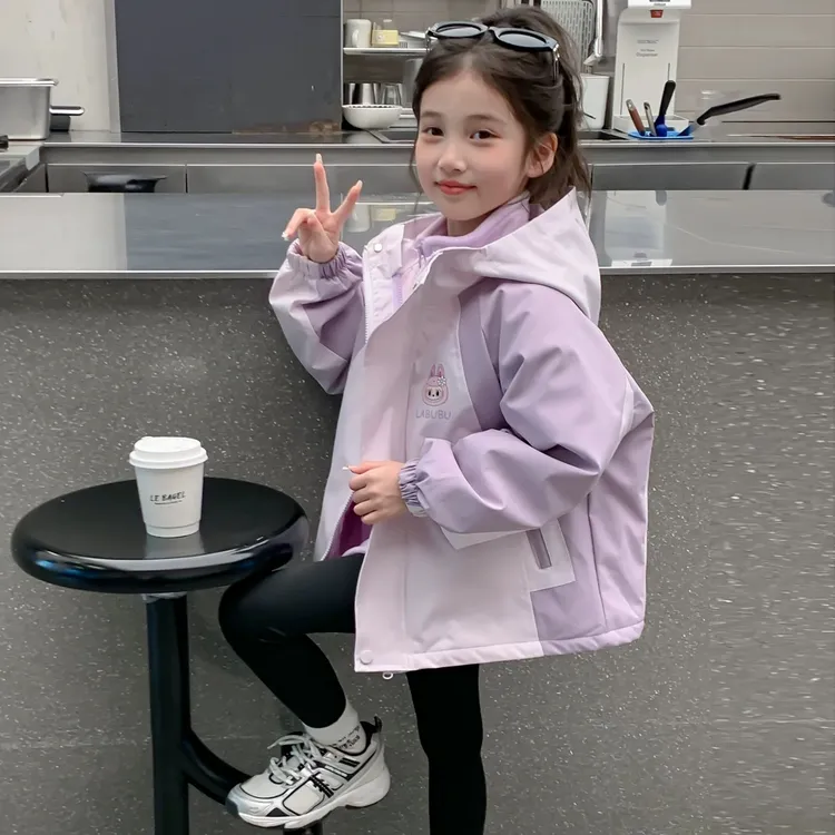 女童秋冬外套2025新款儿童洋气女孩秋冬季三合一可拆卸卡通冲锋衣