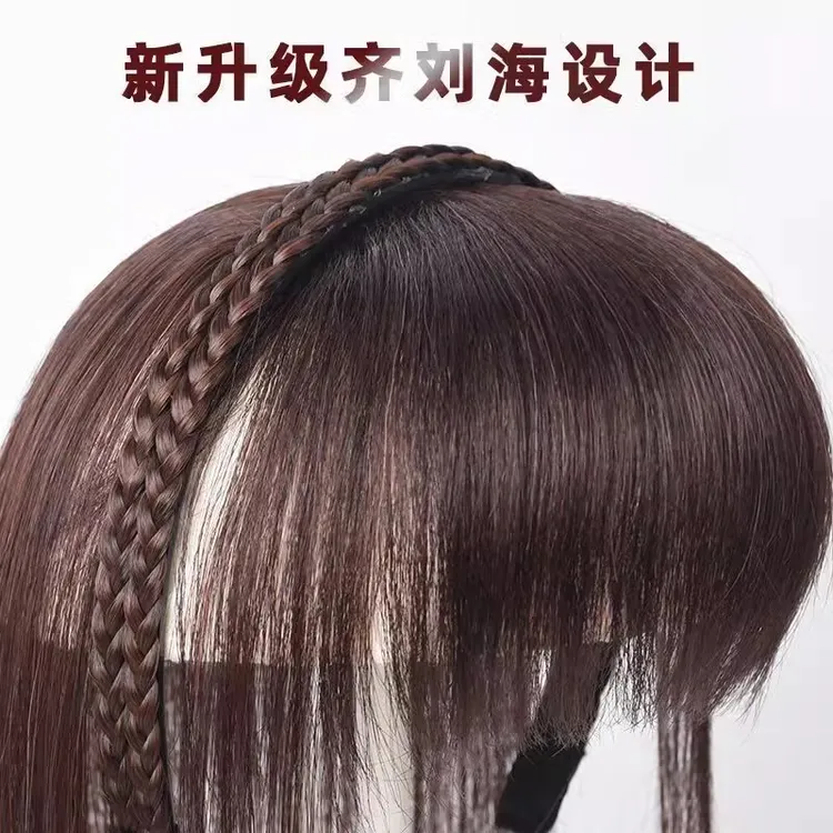 头顶补发假发发箍刘海一体假发片女仿真人发前额自然无痕遮白发器