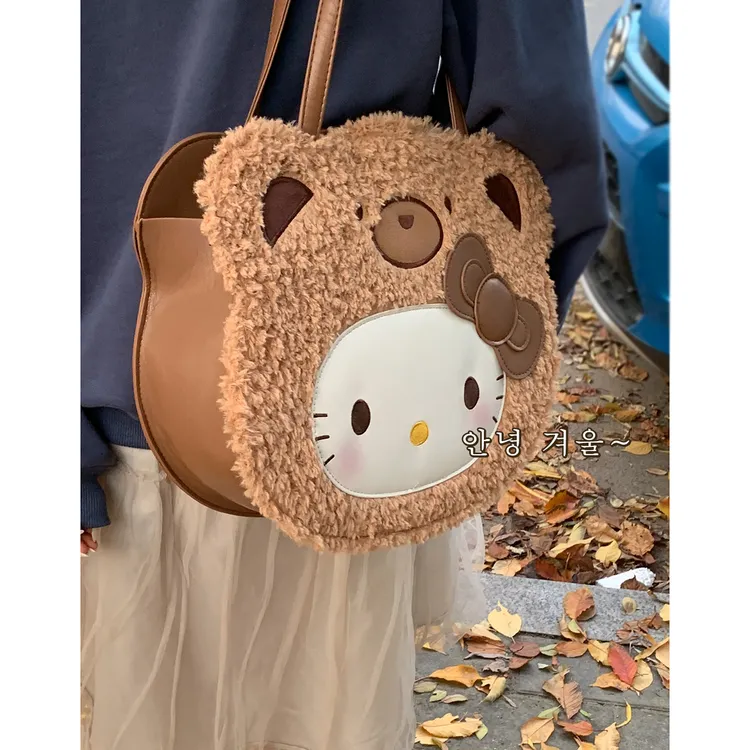 可爱毛绒包包女款爆款2025新款秋冬学院风单肩包百搭大容量通勤包