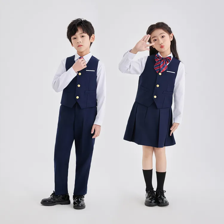 幼儿园园服英伦风小学生校服马甲套装男女童长袖合唱演出服表演服