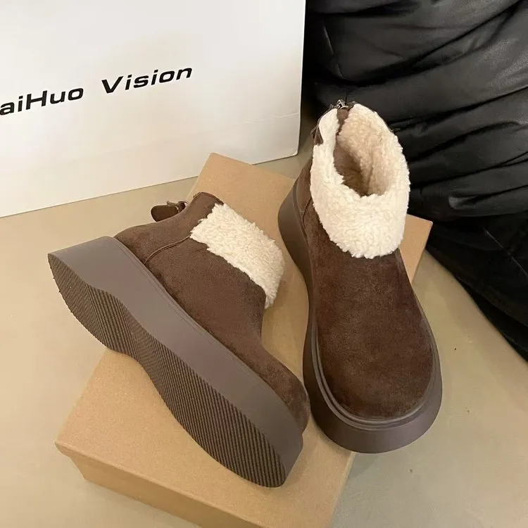 2025新款厚底增高雪地靴女款冬季百搭加绒休闲加厚防滑保暖棉鞋女