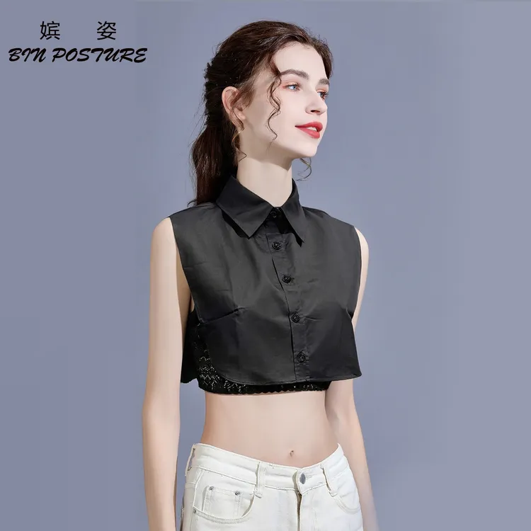 秋冬棉质假领子女职业衬衫领百搭毛衣装饰领叠穿打底工装黑白