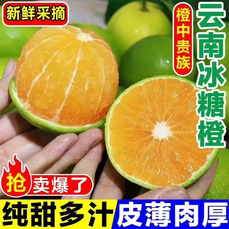 X云南哀牢山冰糖橙青皮橙子应季新鲜水果清甜多汁薄皮