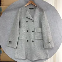 8781 秋冬Z家高货宽松中长款双面毛呢羊毛风衣外套