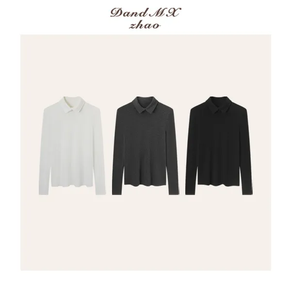 D&MX 可持续叠搭修身柔软亲肤高个子打底衬衫C27057