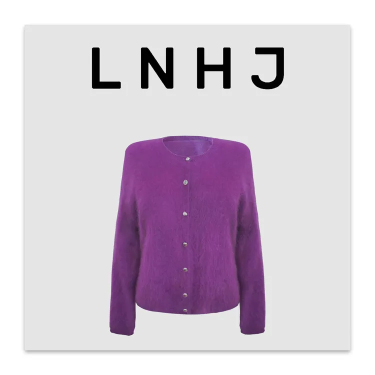 LNHJ【薄暮浮光】精致扣子拉毛针织圆领长袖开衫