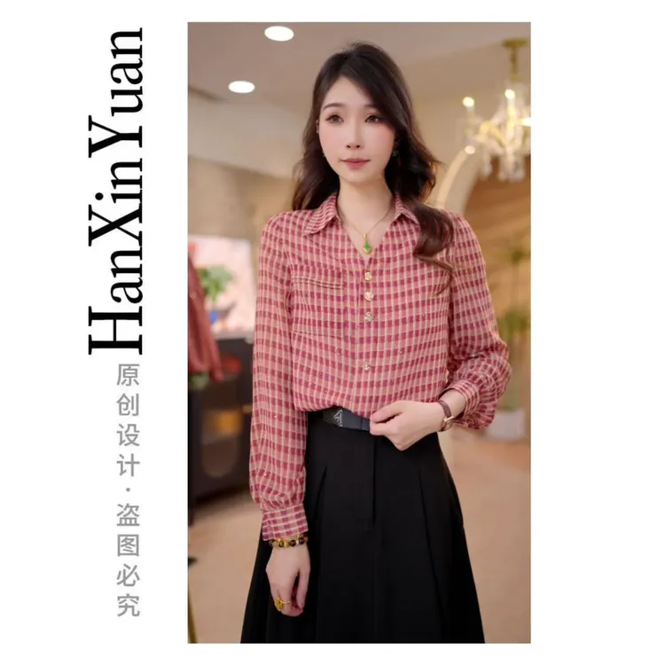 原版正品XG1881秋季长袖洋气小衫上衣秋季新款简约气质优雅衬衫
