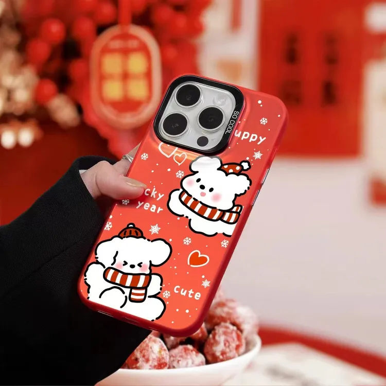 围巾毛茸适用16plus手机壳15promax新年14爆款13pro防摔x