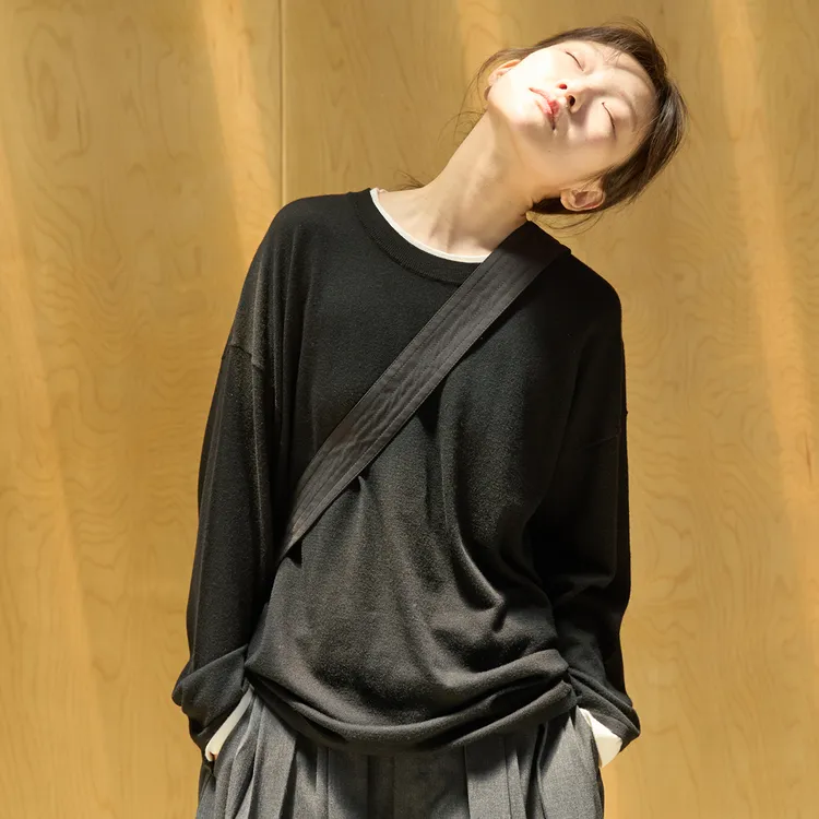 【ohwehi专属】【叠叠乐】步履不停假两件圆领针织衫日系套头毛衣