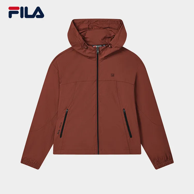 FILA 斐乐官方女士梭织外套2025秋新款时尚休闲简约宽松连帽上衣