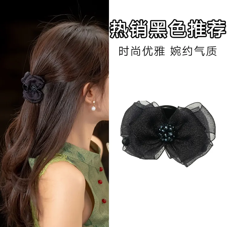 高端蝴蝶结鲨鱼夹子头饰小发夹女精致抓夹女后脑勺半扎发卡发饰女