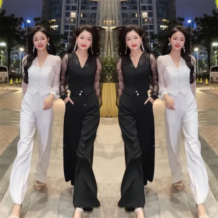 法式时尚拼接领衬衫女春夏款温柔气质精致小衫上衣外穿涤纶