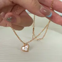 铜合金项链 简约粉色爱心土星精致项链【X795】