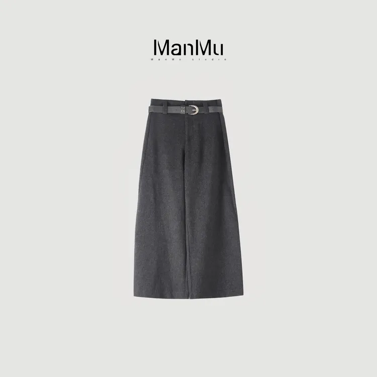 满目ManMu 【张琪专属】高级定制秋季时尚百搭双色绵羊毛长裤350697
