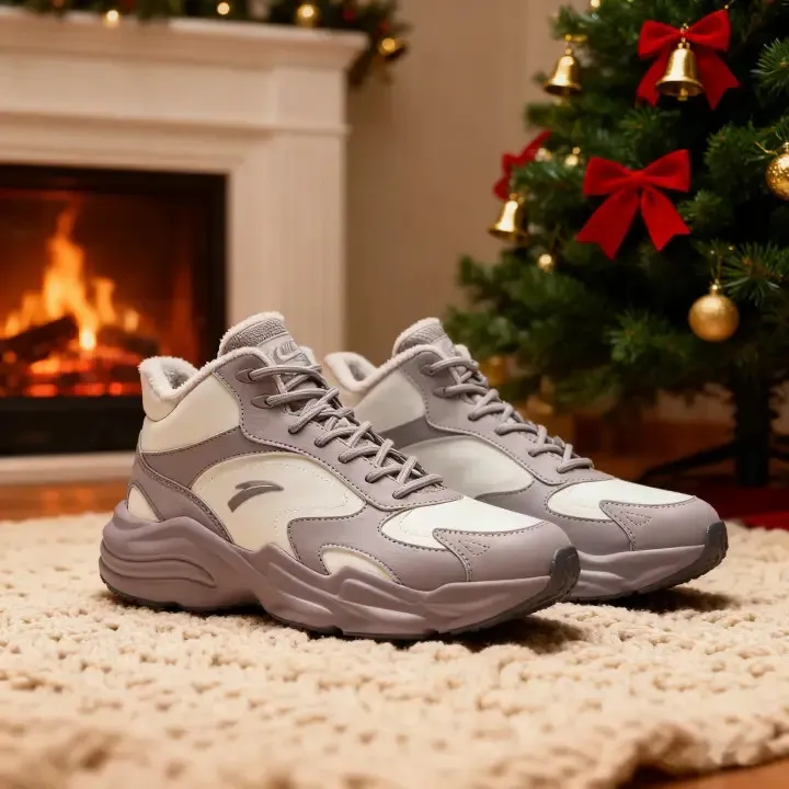 安踏行者加绒保暖大棉鞋女鞋冬季加厚皮面防水耐脏休闲百搭运动鞋