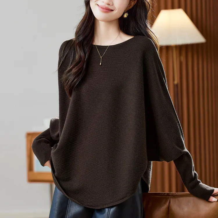 独特漂亮蝙蝠衫女时尚款宽松型打底衫2025新款大码胖mm毛衣遮肚子