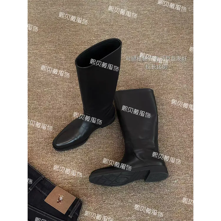 熙贝薇9 欧洲站黑色套筒不过膝长靴秋冬新款尖头靴子 G5553