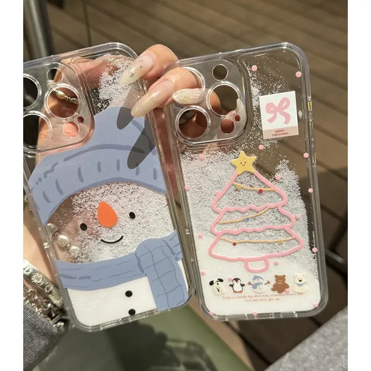 GGBond圣诞树雪人适用iPhone17/16流沙手机壳小米15vivo华为oppo