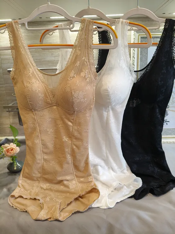 品牌夏季长款白色薄性感全蕾丝连体衣收腹提臀束腰美体带文胸内裤