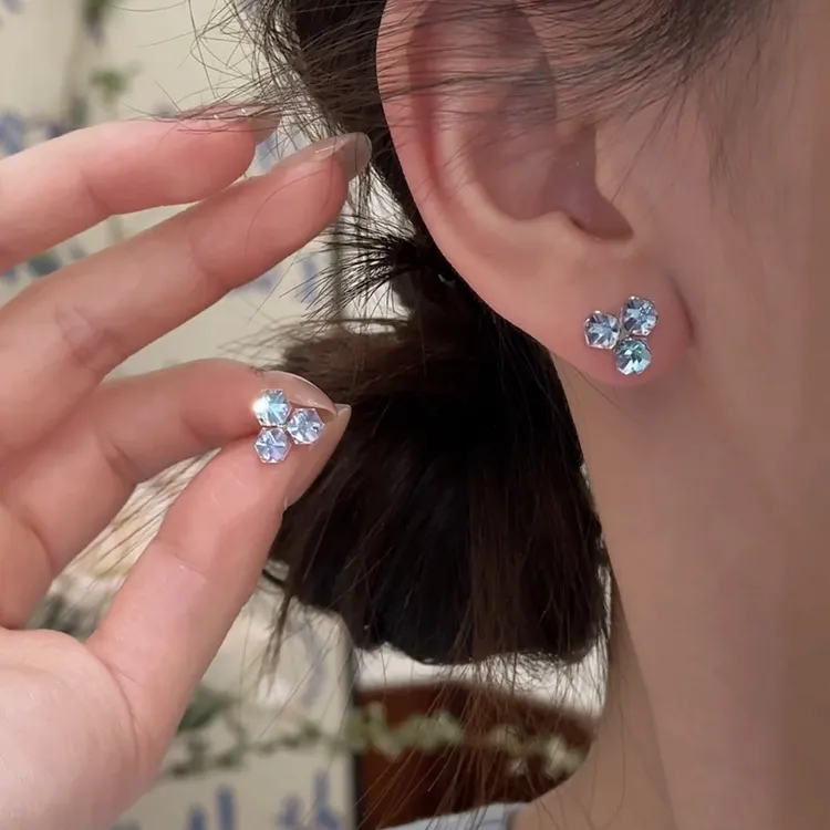 铜合金耳饰 【黛青】轻奢气质高级感百搭小众复古简约耳钉耳环手工