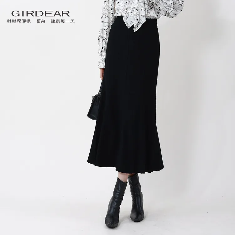 哥弟/GIRDEAR 新款法式优雅赫本包臀裙气质中长鱼尾半身裙120030