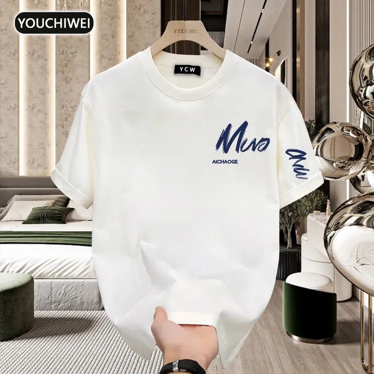 纯棉潮牌重磅短袖时尚圆领T恤痞帅字母印花潮休闲ins百搭上衣t恤