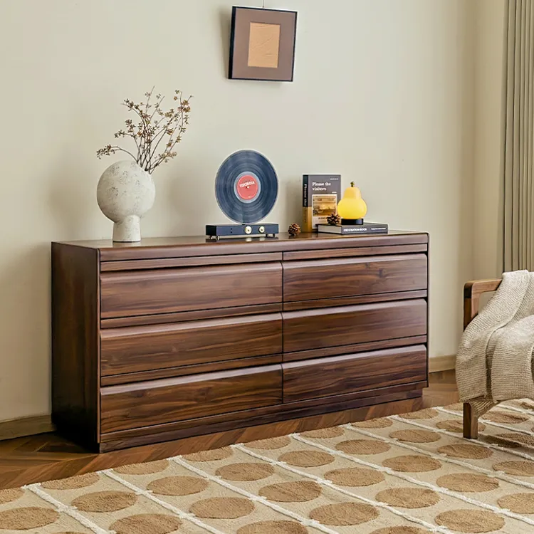 苏作集进口缅甸柚木家用卧室轻奢定坤六斗柜客厅简约大容量收纳储