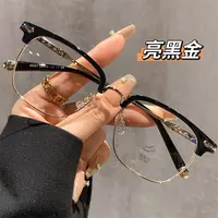 高清护眼半框男士老花眼镜商务眉线框成熟时尚防蓝光显年轻老花镜