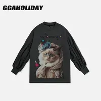 GGAHOLIDAY美式时尚休闲宽松潮流复古百搭印花长袖卫衣-153235