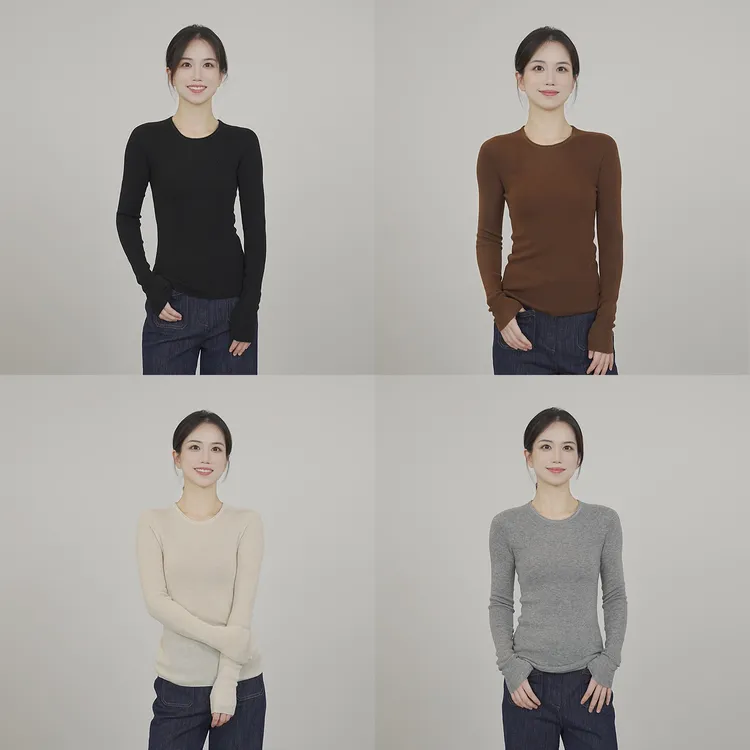 小禾【卷卷衫】山羊绒桑蚕丝可机洗抗起球亲肤长袖打底圆领针织衫