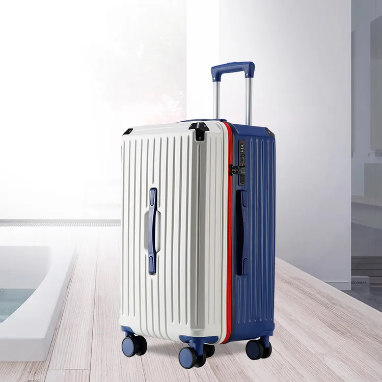 LTZ1012新款窄拉杆大容量行李箱桃皮绒内衬多功能拉杆箱学生旅行商品图