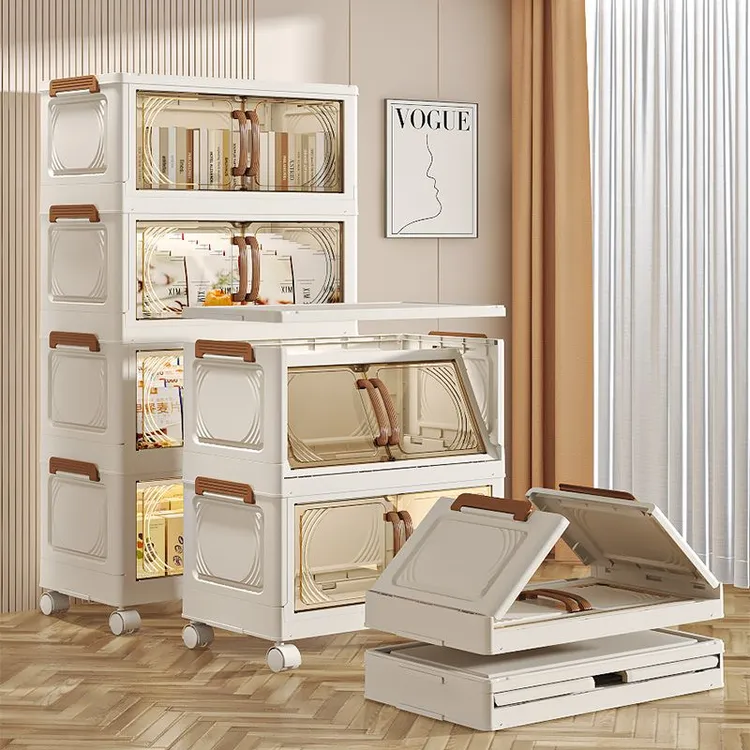 免安装收纳柜客厅衣物零食塑料大容量储物箱简易透明移动置物架