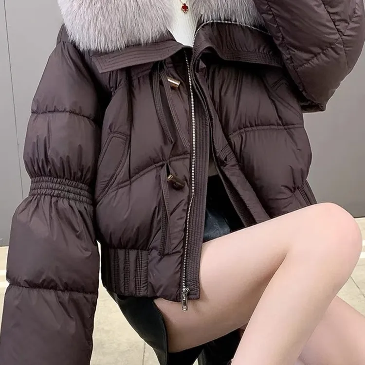 2025 年新国际 90 绒大毛领羽绒服气质百搭