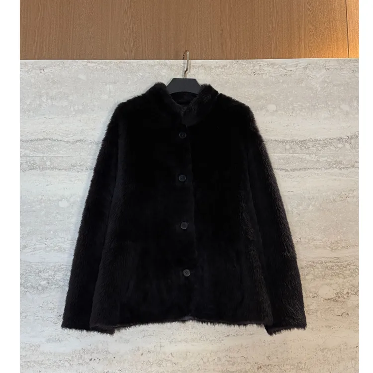 TANTAN 宽松简约秋冬羊皮毛一体外套3892