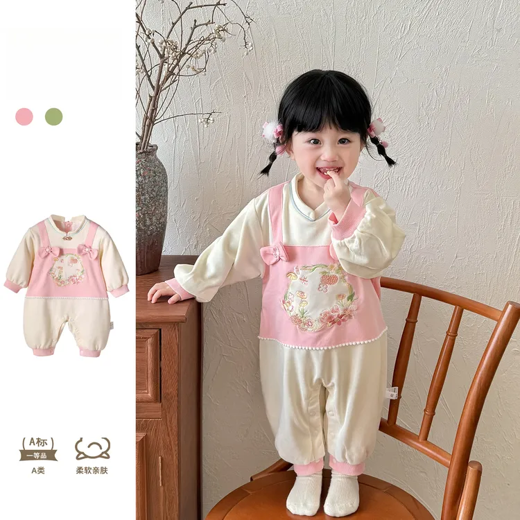 婴儿秋季衣服甜美连体衣多巴胺穿搭女宝宝秋装超萌可爱哈衣婴幼儿