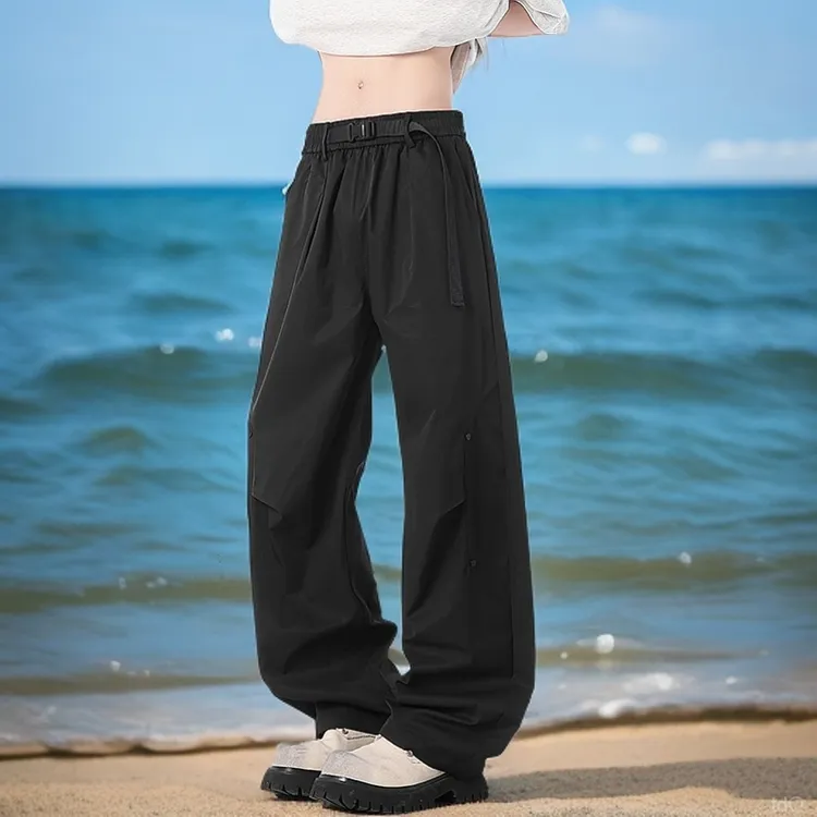 玛斯柏冰丝弯刀裤男士夏季薄款运动宽松直筒垂坠感男生休闲长裤子